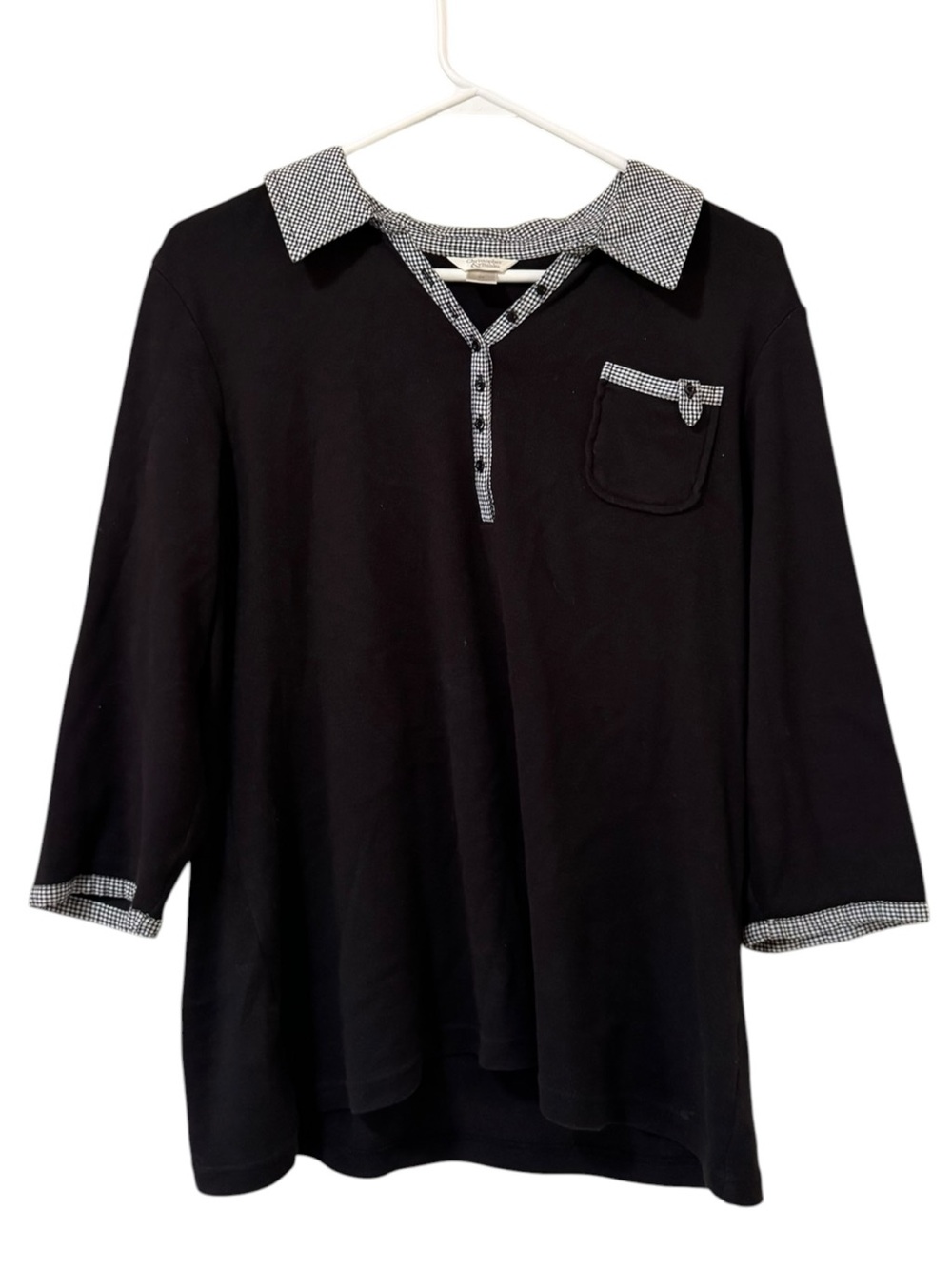 Christopher & Banks Women V Neck Pullover Collared Top Shirt Sz XL Woven Cotton